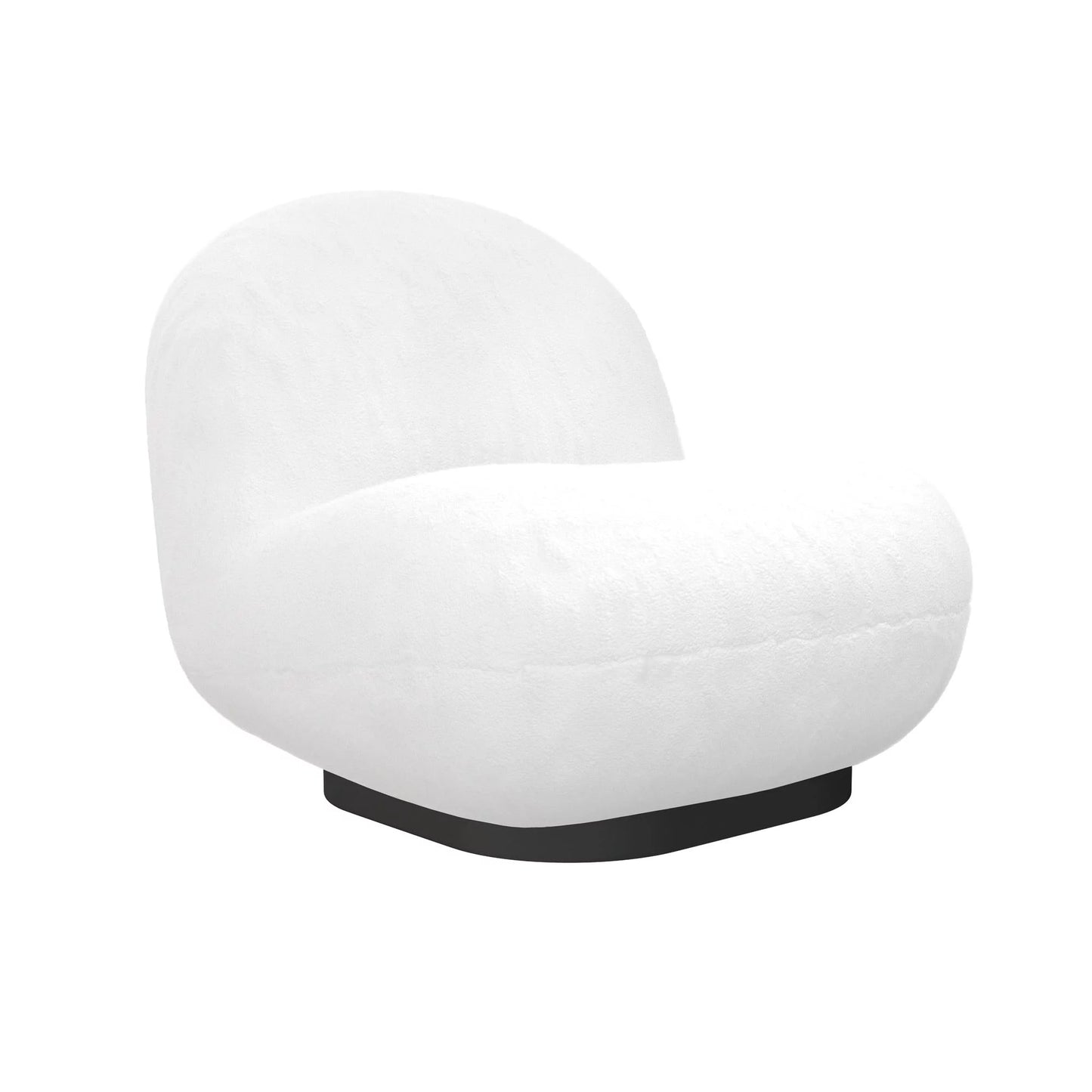 Harley Swivel Accent Chair with Boucle Fabric and Black Base, White