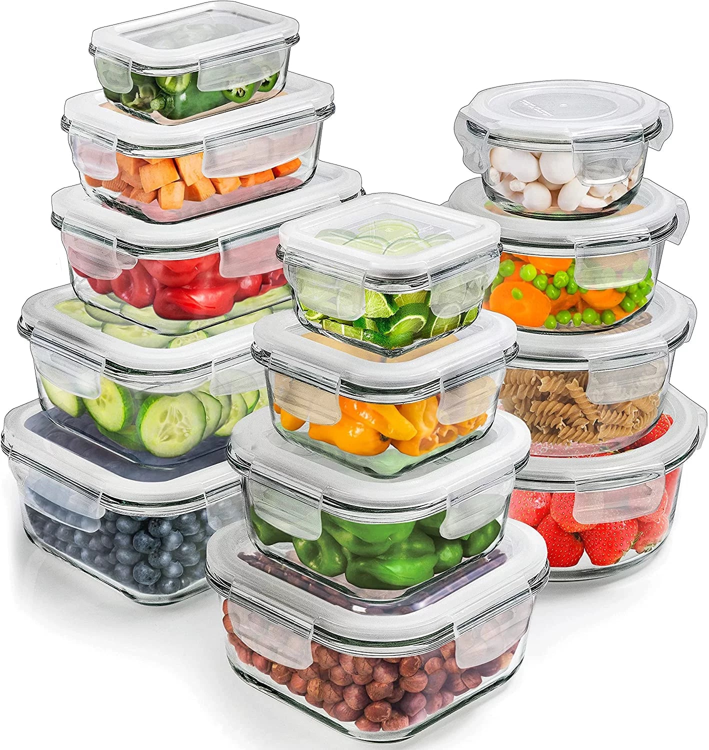 26 Pcs Glass Food Storage Containers, Meal Prep Glass Containers