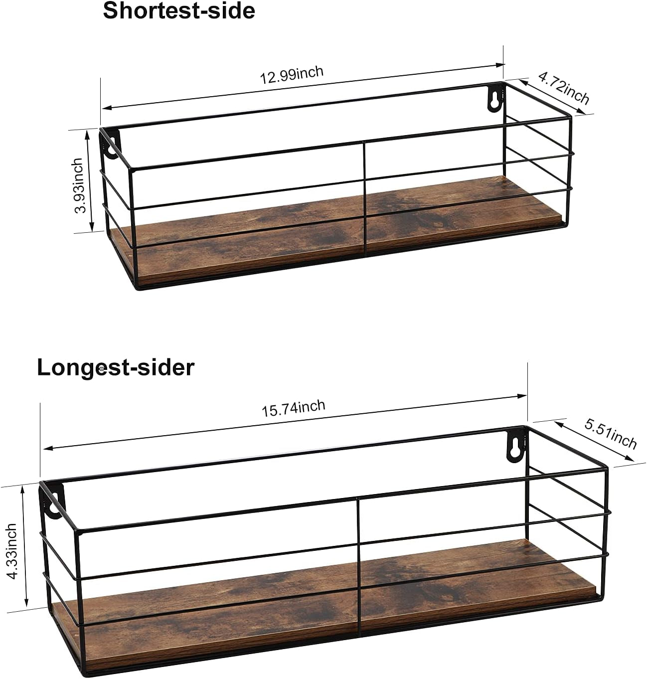 Floating Shelf Wall Mounted Set of 2, Hanging Storage Shelves for Bathroom, Living Room, Bedroom, Kitchen, Office